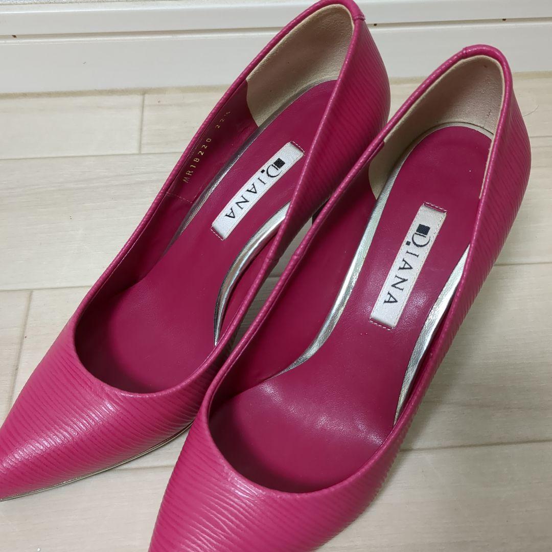 DIANAダイアナ ポインテッドトゥ 22.5㎝ ヒール8㎝ ピンク - メルカリ