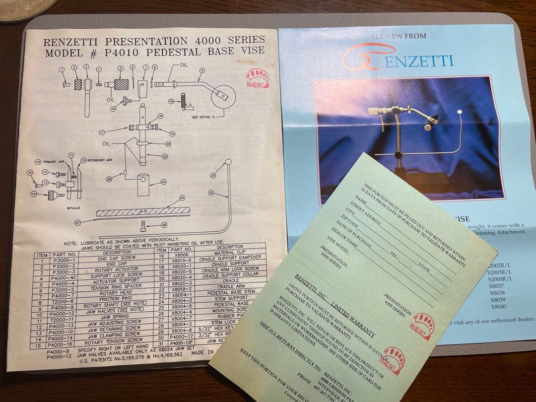 レンゼッティ プレゼンテーション バイス 4000 フライタイイングバイス