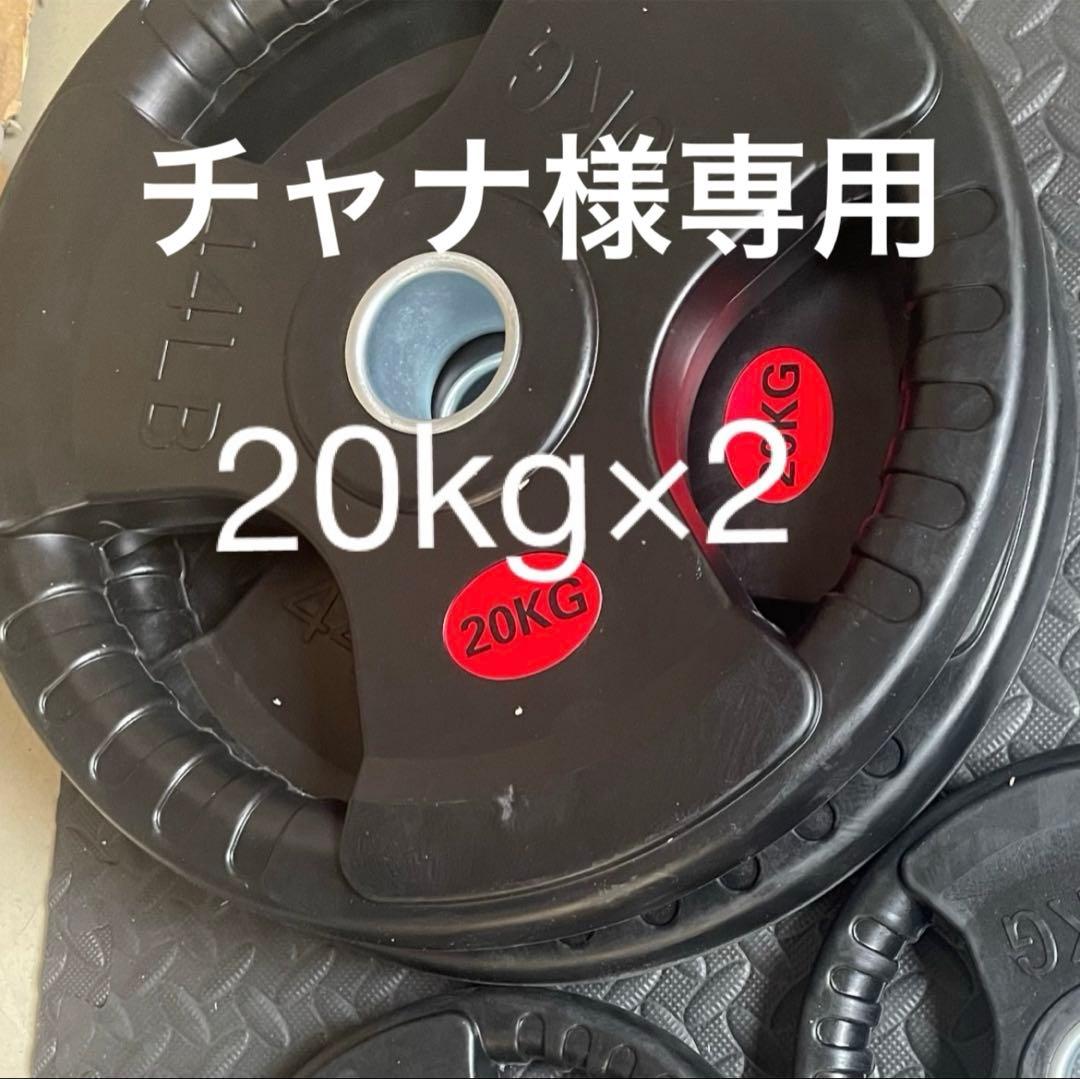 【チャナ】ダンベルプレート20kg×2 バーベル 用 プレート 20kg 2個セット ポリエチレンコート 追加