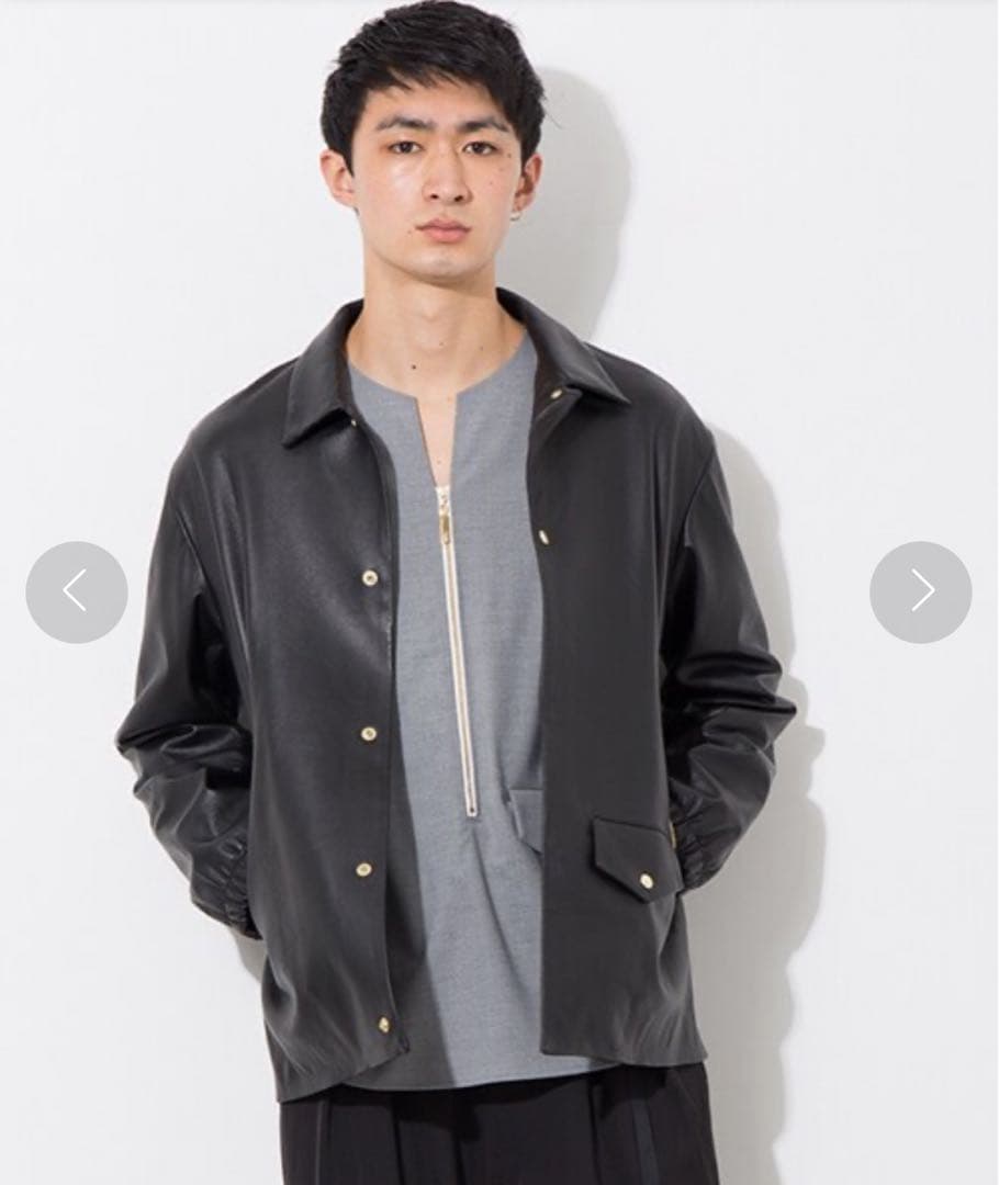 CULLNI(クルニ)レザーコーチジャケット黒ブラックライダースSTUDIOUS 別注〉Faux Leather Blouson | CULLNI