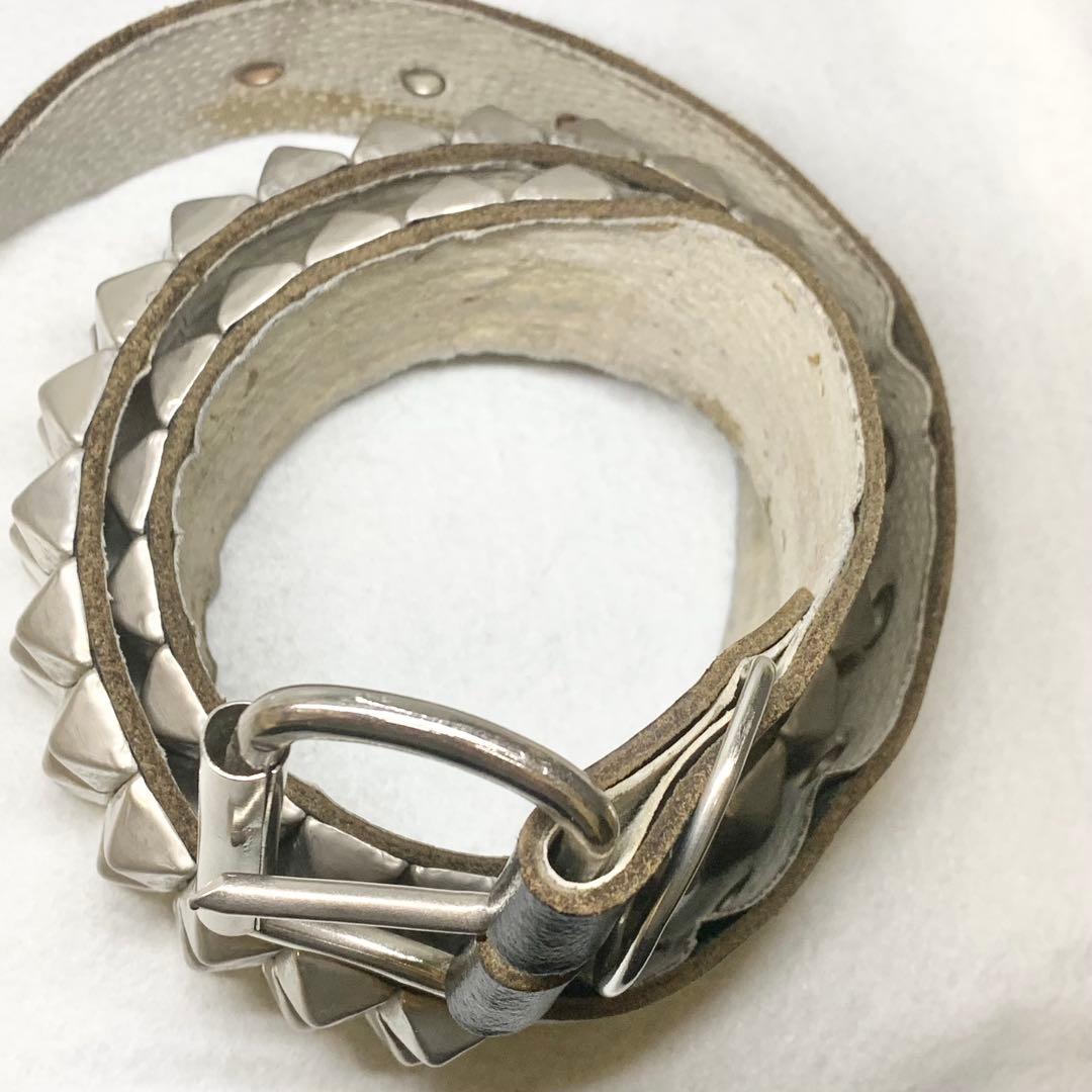 希少 Wendy's ウェンディーズ ベルト 3連ピラミッドスタッズ レザー 黒