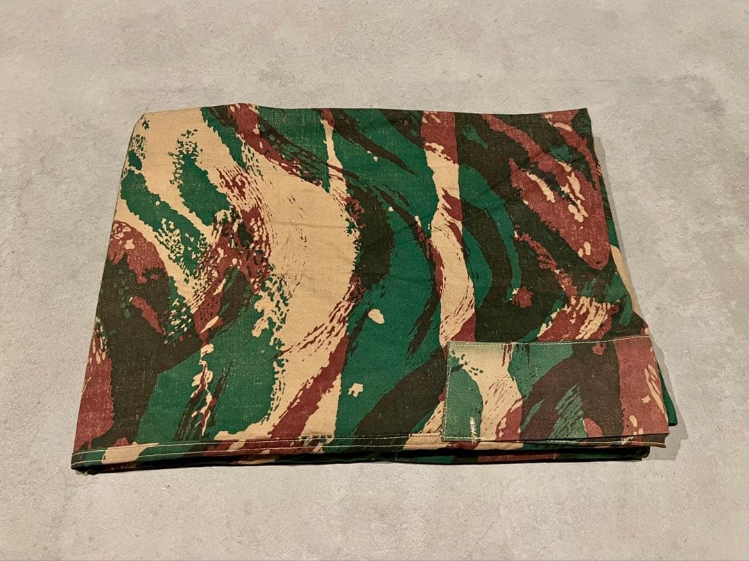 ②50s フランス軍 リザードカモ ポンチョテント ツェルトバーン 実物 軍幕 軍幕紹介】フランス軍幕・ツェルトバーン・M51テント（リザードカモ柄