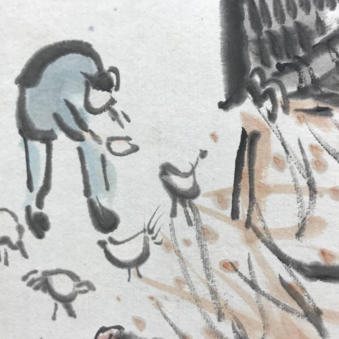 【真作】大草/秋景山家図/山水図/秋景山水図/掛軸/名家伝来/AC-44