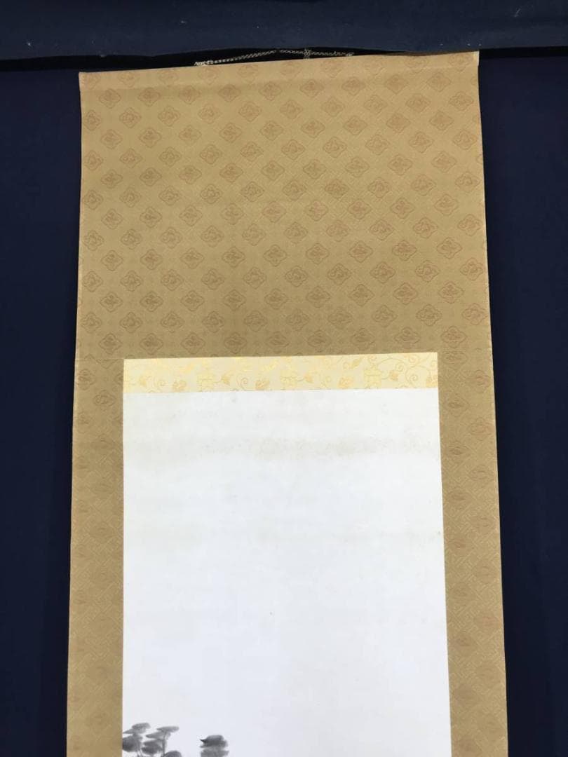 【真作】大草/秋景山家図/山水図/秋景山水図/掛軸/名家伝来/AC-44