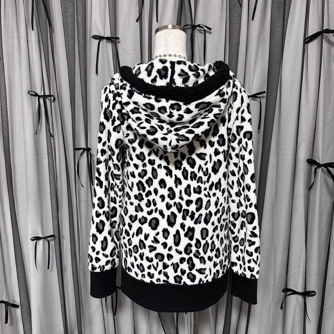 平成ギャル y2k ヒョウ柄 レオパード ボアもこもこ パーカー グランジ
