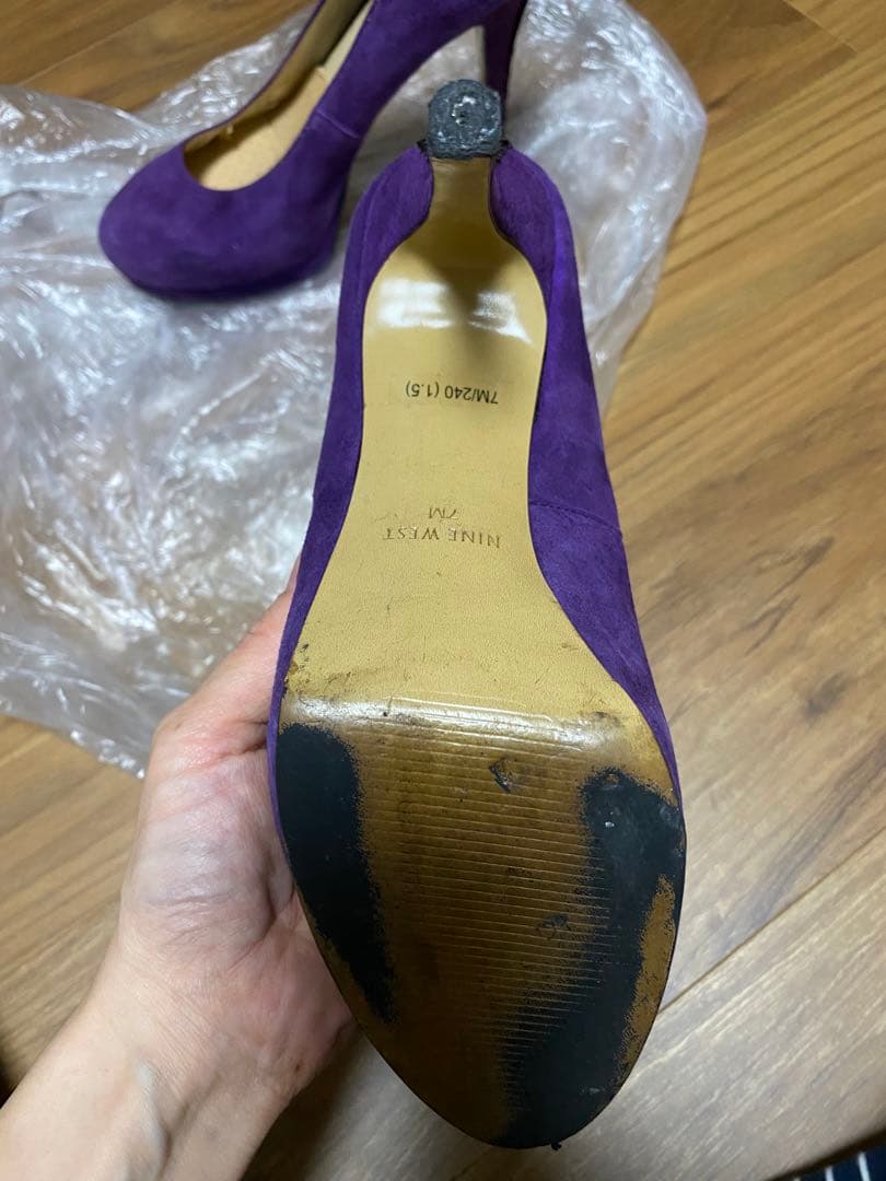 紫 スエード ハイヒール - メルカリ