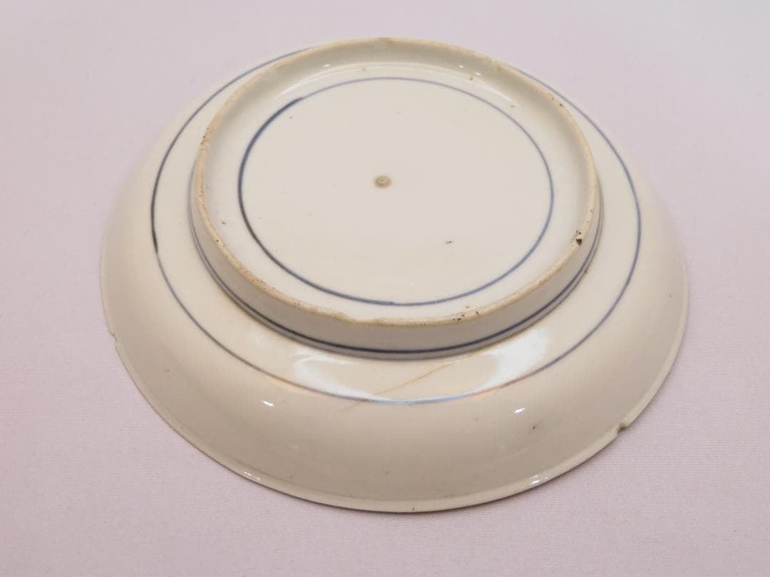 3246 古美術＜値下げ交渉大歓迎＞藍柿中皿 ヒビ有