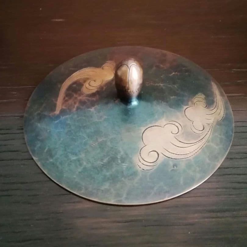 逸品 玉川堂 鎚起銅器 兎図紋 蓋物 小物入れ 煙草入れ 和骨董