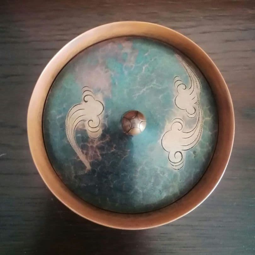 逸品 玉川堂 鎚起銅器 兎図紋 蓋物 小物入れ 煙草入れ 和骨董