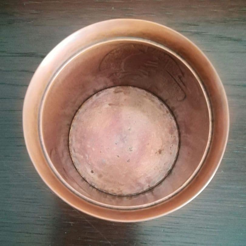 逸品 玉川堂 鎚起銅器 兎図紋 蓋物 小物入れ 煙草入れ 和骨董