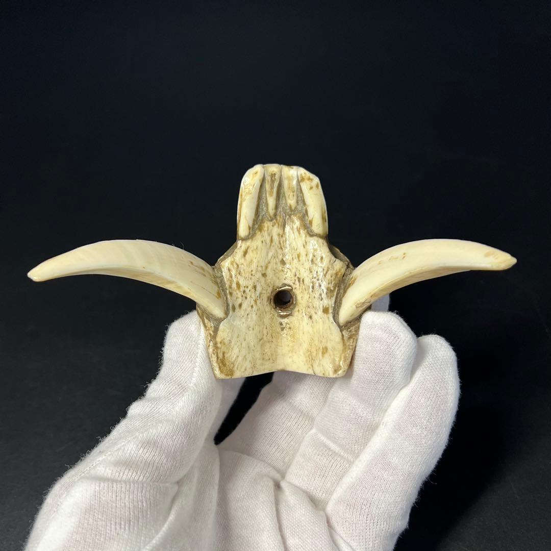 ◎古道具 庵々◎江戸-明治期 獣牙根付□提げ物山伏猟師魔除け呪物