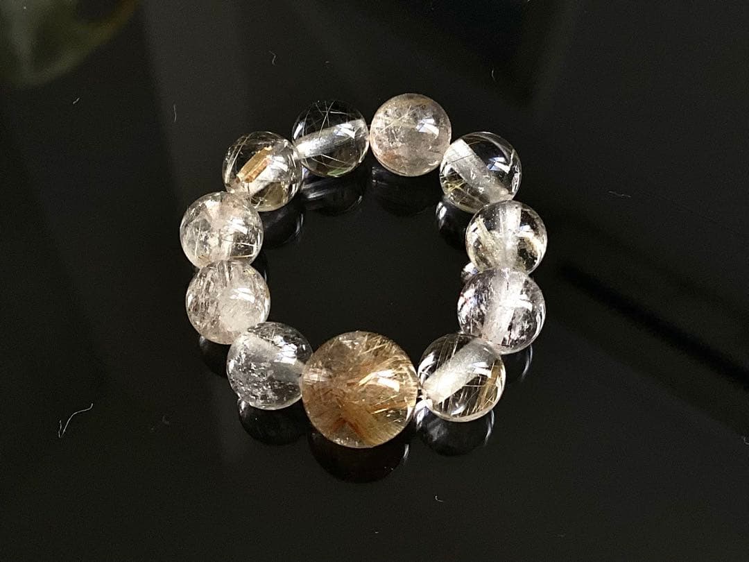 ✳全てルチル入り乙女鉱山水晶ブレスレット 10号 美麗なリング幸運*金