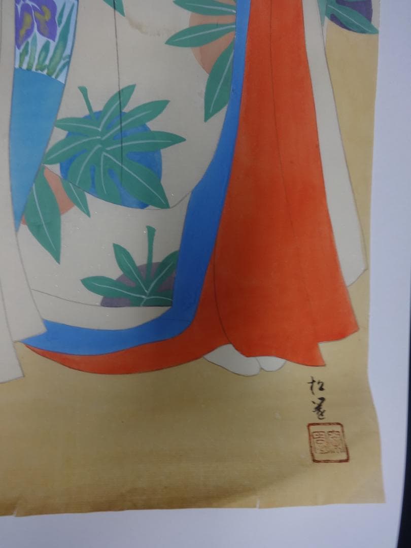 上村松園　春の宵　水彩画　1938年頃　浮世絵　肉筆　姉妹の絵　日本画　美人画