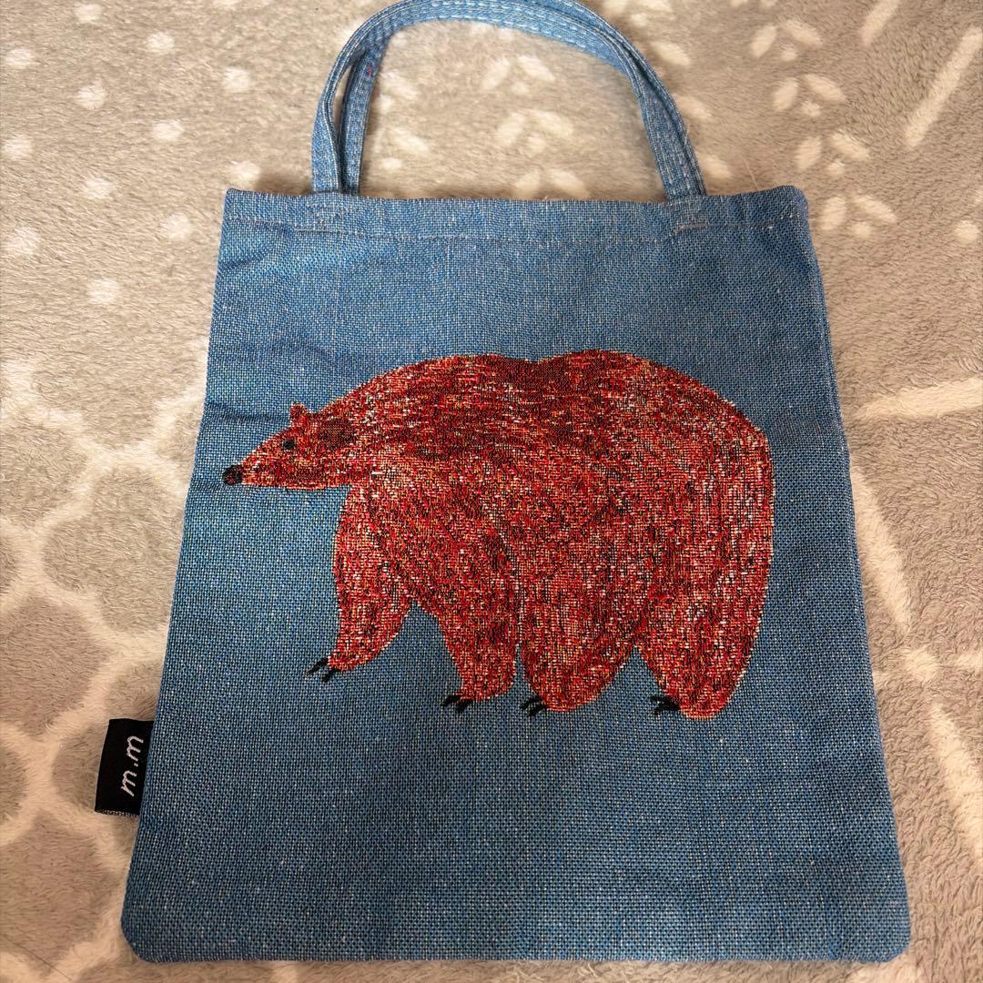 松尾みゆきクマ刺繍トートバッグ 青 - メルカリ