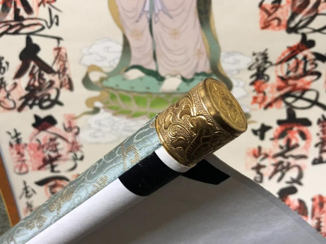 掛軸『西国三十三ヶ所御朱印』仏画 絹本 合わせ箱付 掛け軸 t012205