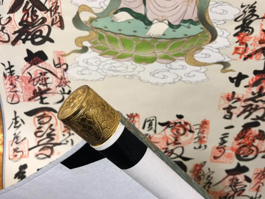 掛軸『西国三十三ヶ所御朱印』仏画 絹本 合わせ箱付 掛け軸 t012205