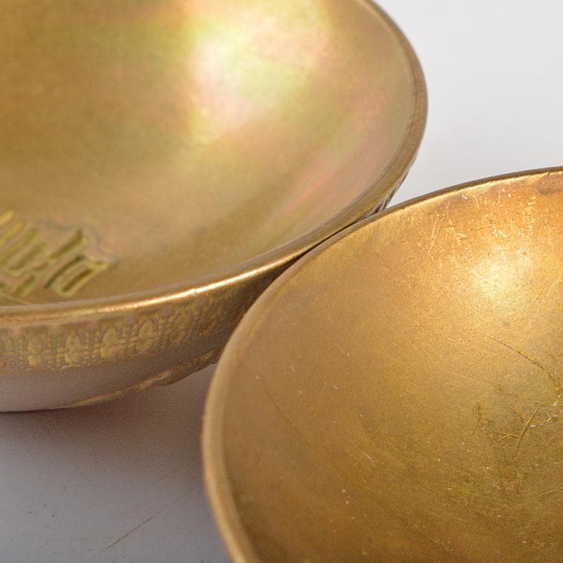 中国 古銅宣徳銅 洪字底款福禄寿禧 酒盃 一對 C R7094E - メルカリ