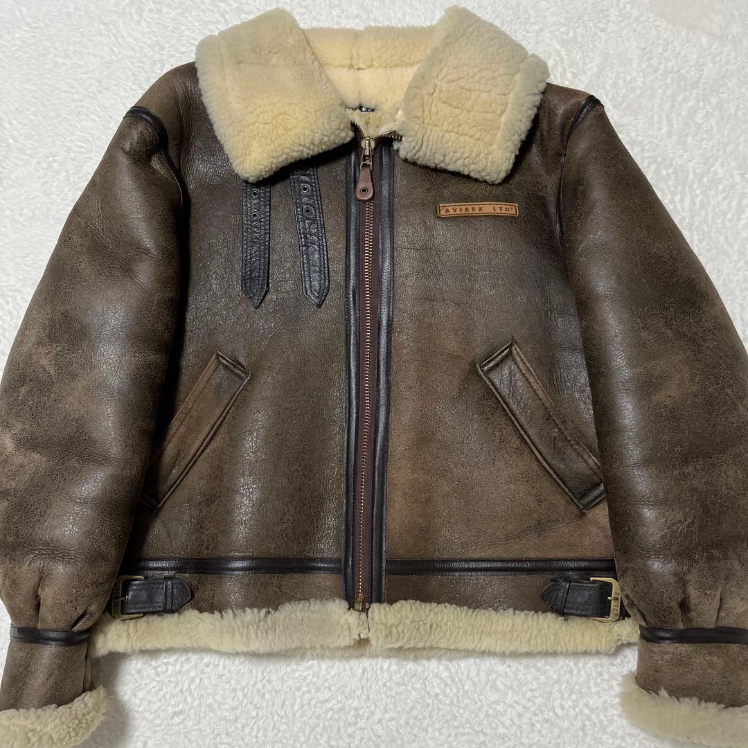 USA製 avirex⭐︎42リアルムートンジャケット B-3 胸タグ 羊革ボマー