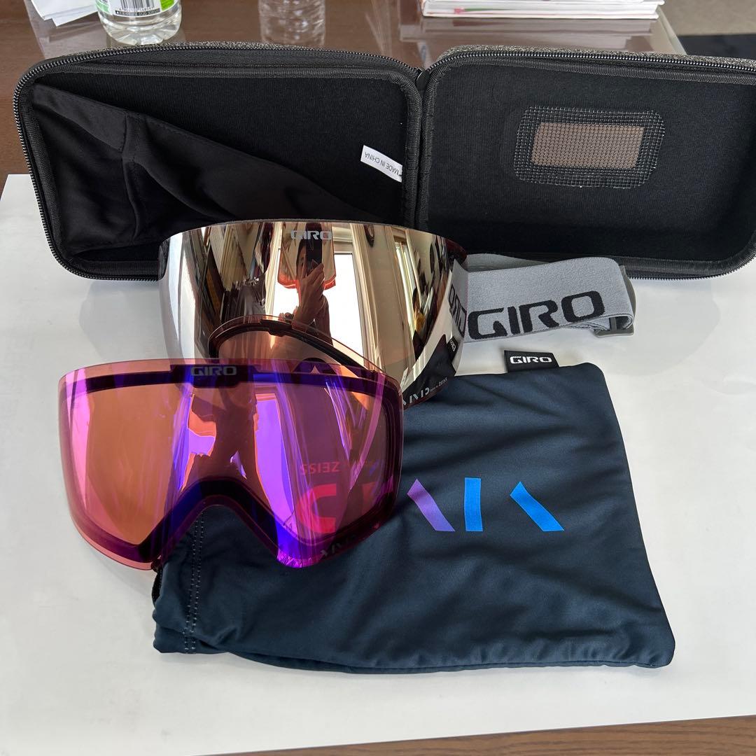GIROコンツアー ミラーシルバー、交換レンズ（ピンク）、ハード-袋