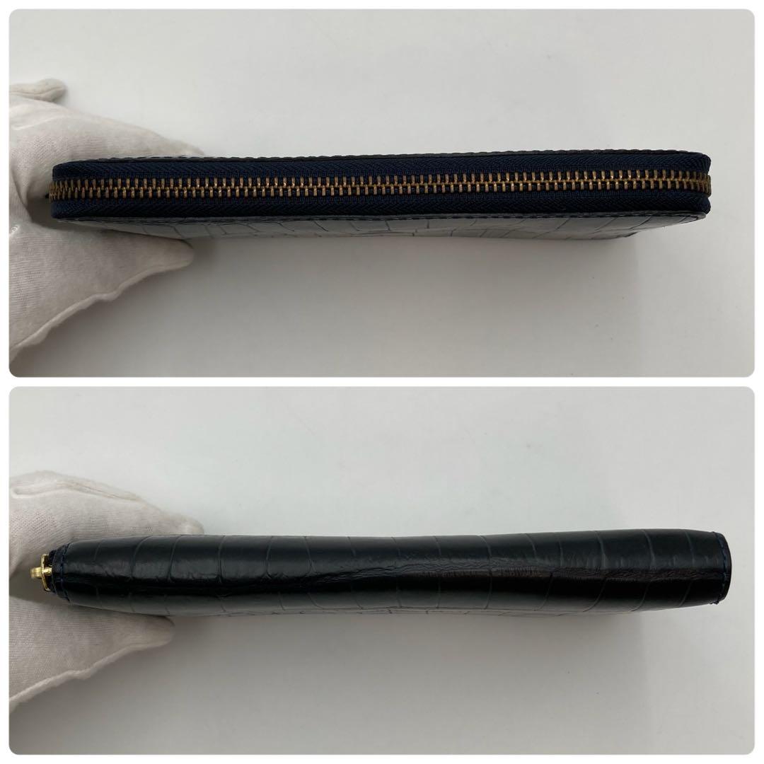 ノブさん様専用✨Felisi 125 長財布 ラウンドジップ 紺色 クロコ型押し