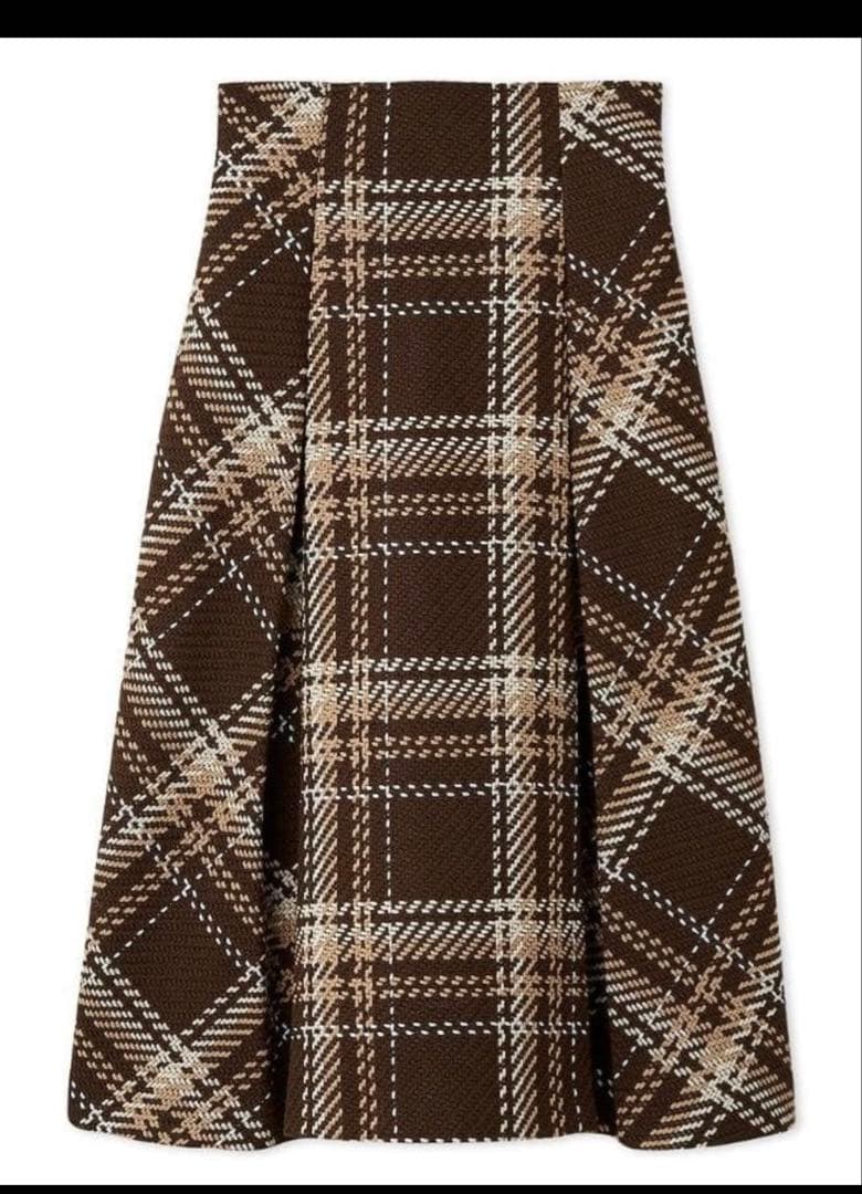 【新品未着用】snidel 2025AW新作 ロービングチェックミドルスカート Sustainableロービングチェックミドルスカート(ロングスカート