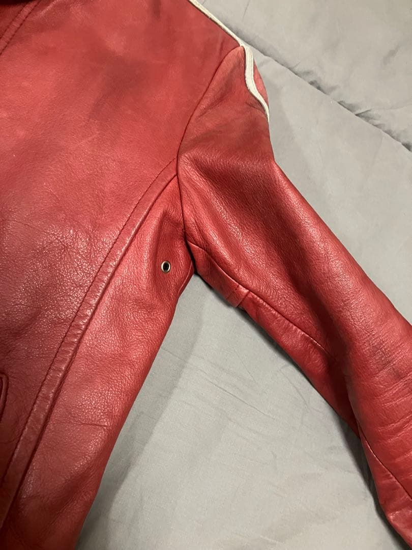 希少 Schottクラシックレーサージャケット レッド XS ラムレザー 羊革