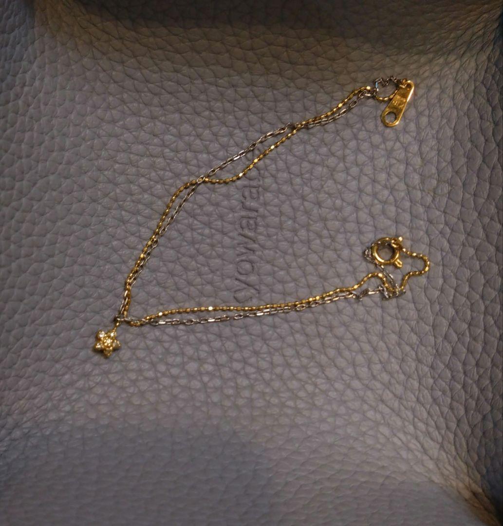 中古】K18YG K14WG ダイヤ星チャーム付きブレスレット