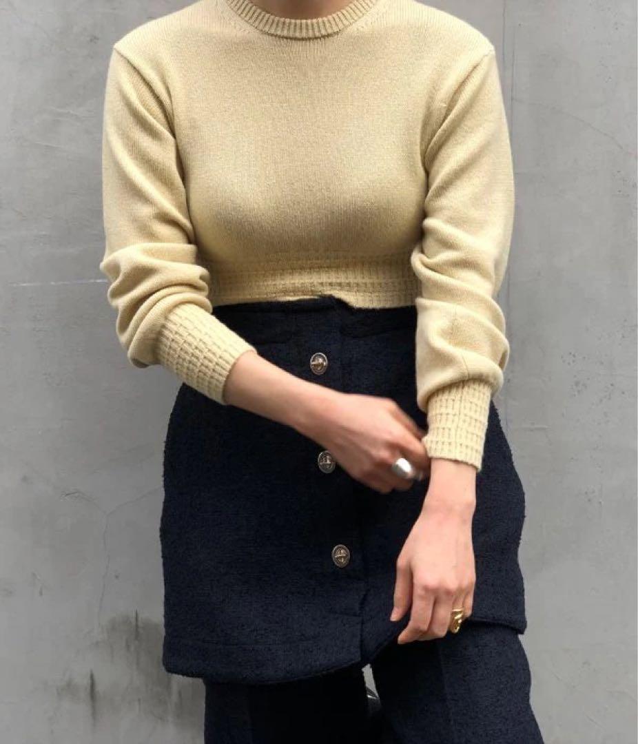 《最終値下》FUMIKA_UCHIDA/カシミヤ ショートニット セージグレー