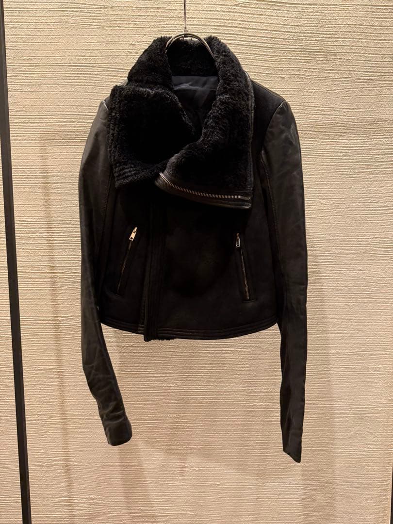 00s rick owens mouton leather jacket y2k - メルカリ