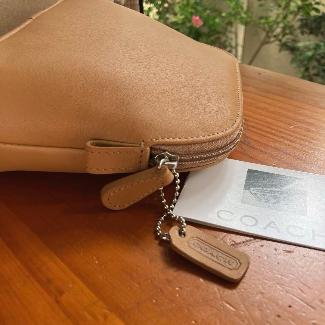オールドコーチvintageコーチ キャメルレザー ポーチ - メルカリ