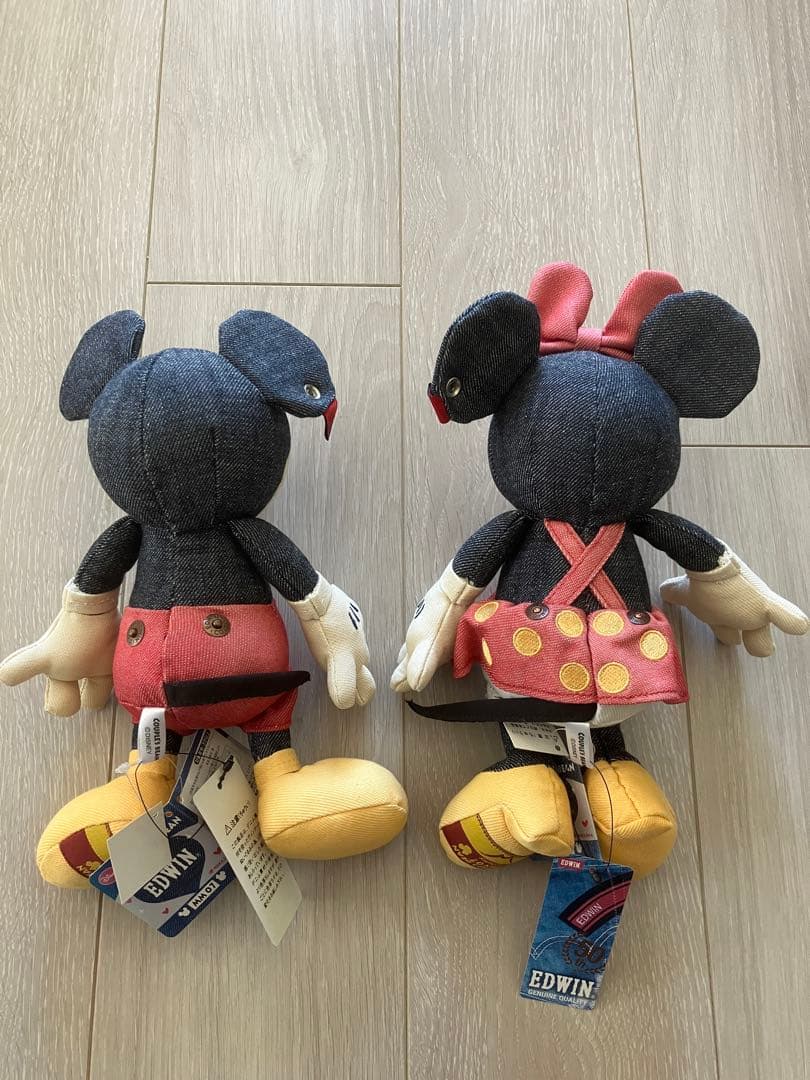 EDWIN デニム ディズニー ミッキー ミニー ぬいぐるみ タグ付き 未使用