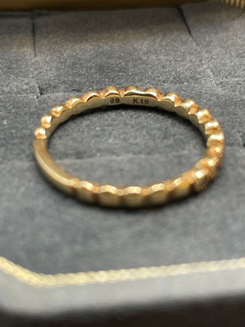 【現行品】agete K10 0.09ct フリルダイヤモンド リング 9号