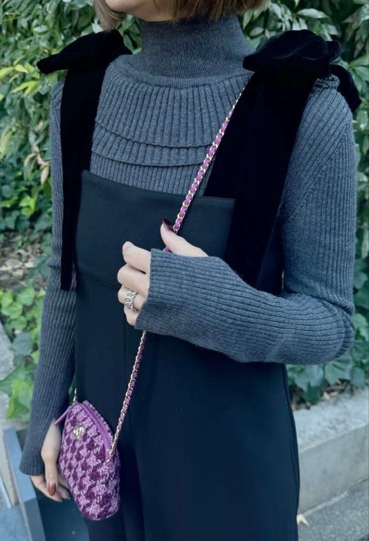 cygne シーニュ リボンショルダーオールインワン Stelle ブラック