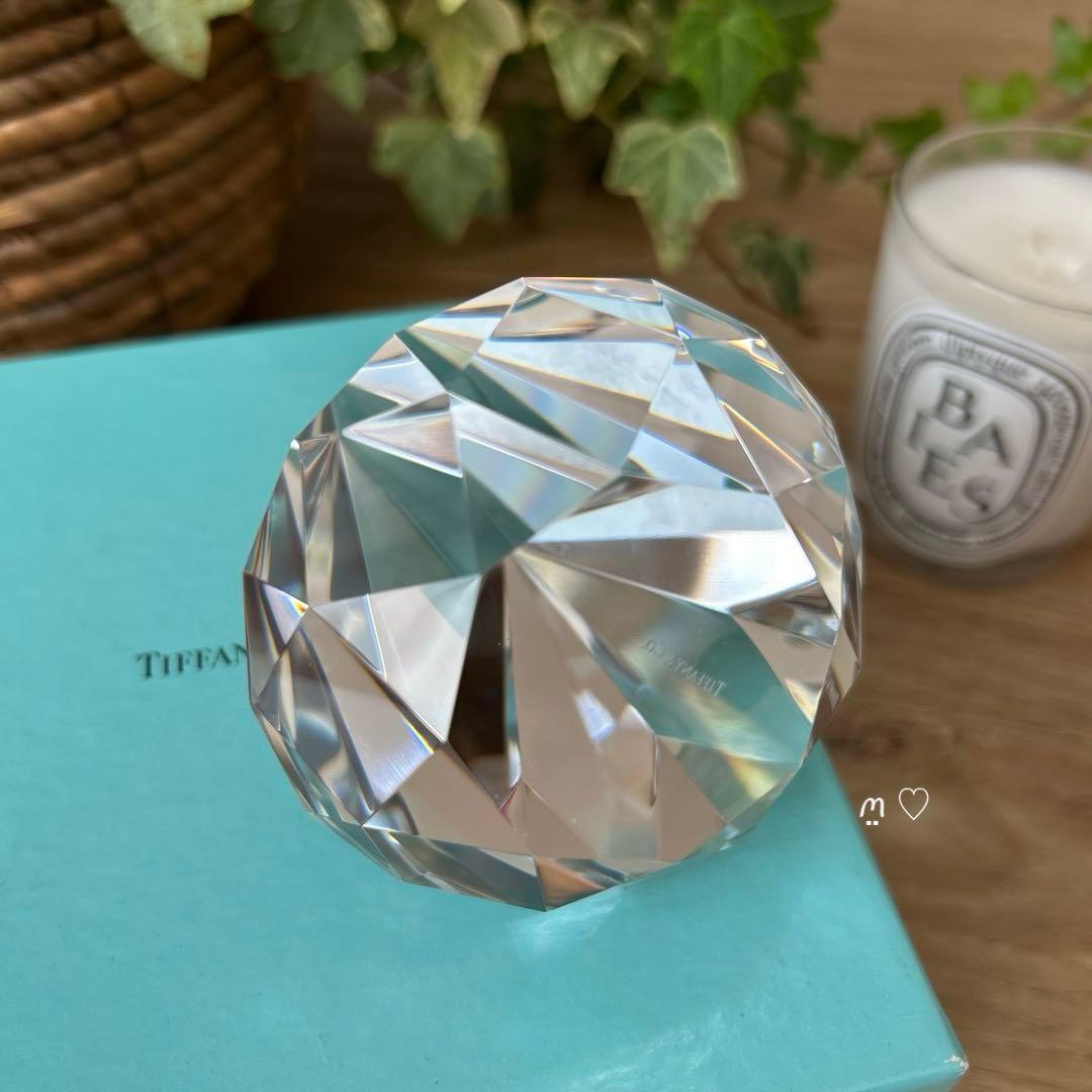ティファニー ダイヤモンドカットペーパーウェイト クリスタルガラス