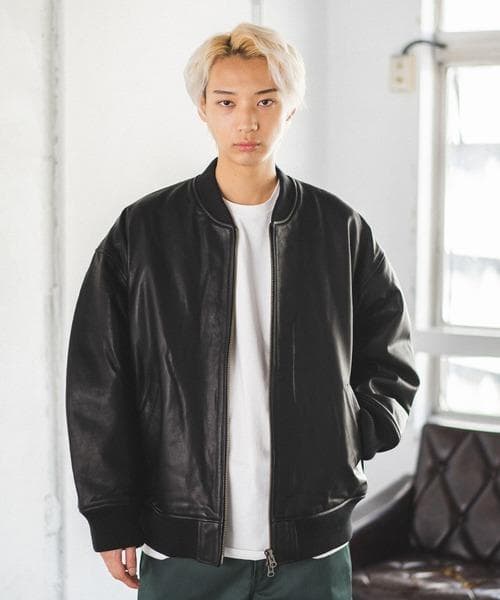 ADAM PATEK ゴートレザールーズMA-1ブルゾン ¥41,800 - メルカリ