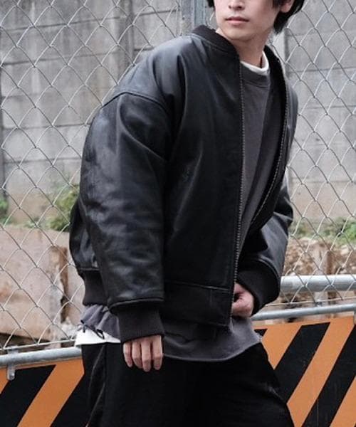 ADAM PATEK ゴートレザールーズMA-1ブルゾン ¥41,800 - メルカリ