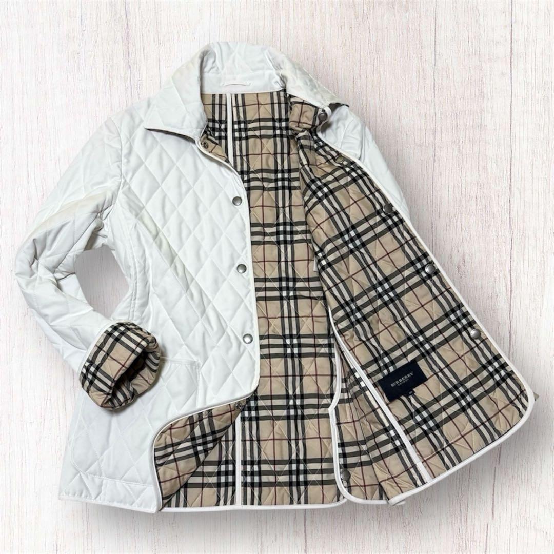 良品 バーバリーロンドン キルティングジャケット ノバチェック オフ