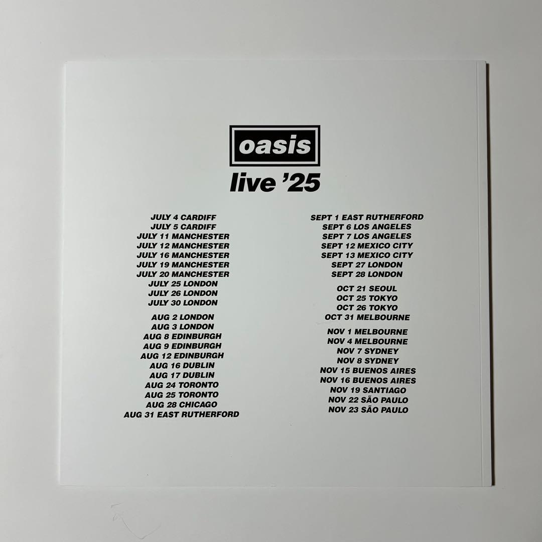 oasis パンフレット 来日 ツアー 2025 オアシス 東京ドーム