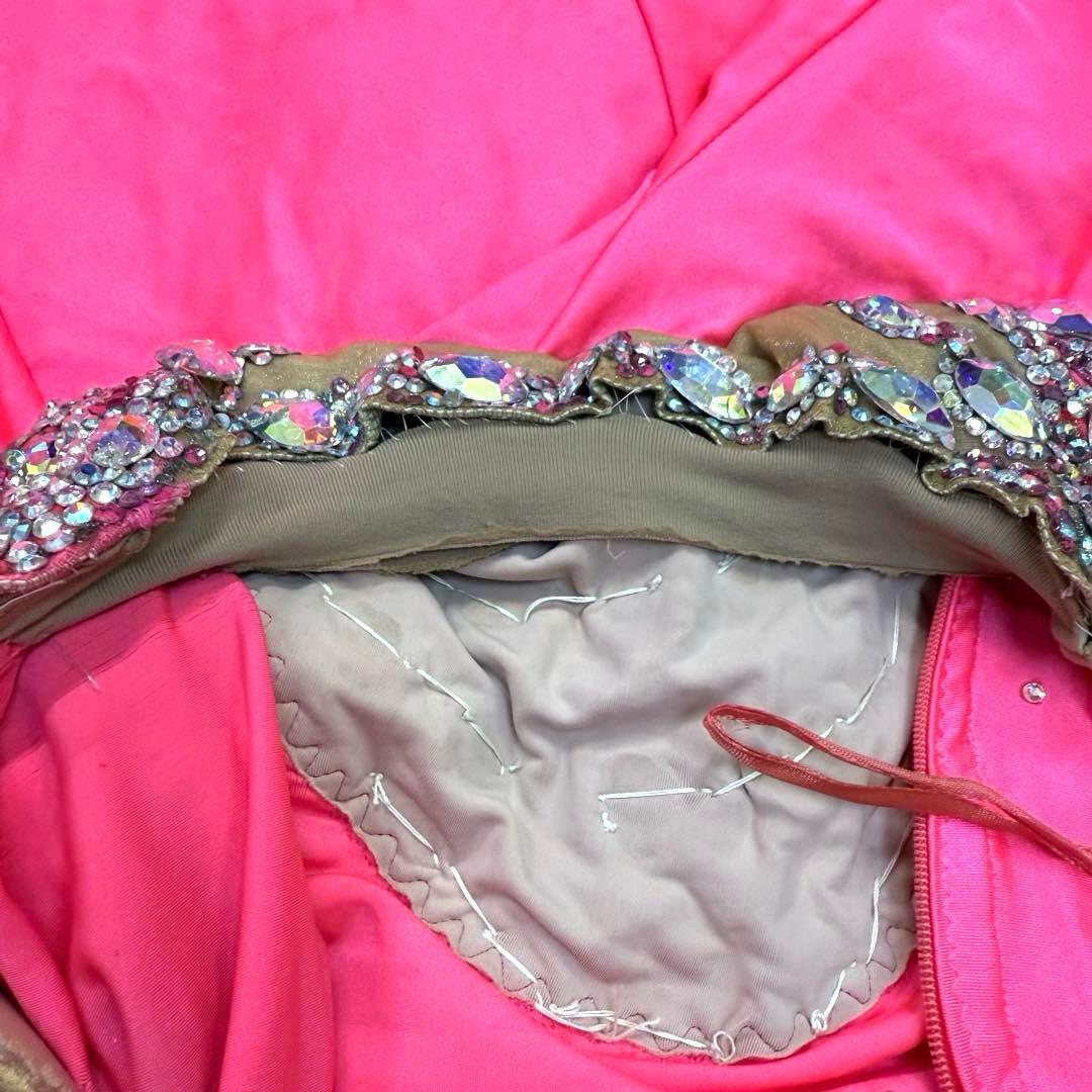 Y5697☆SM☆ピンク オーストリッチ スワロ スタンダードドレス☆社交