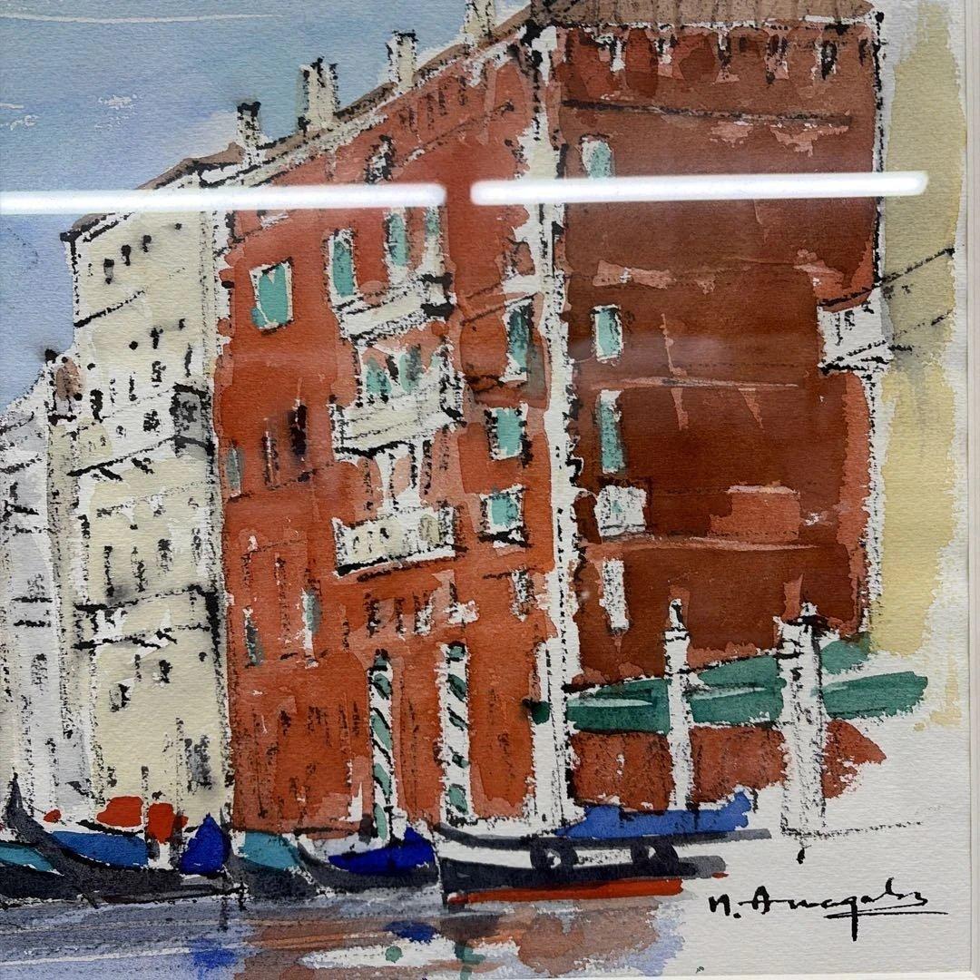 水彩画 風景画 額装済み　ベネチア