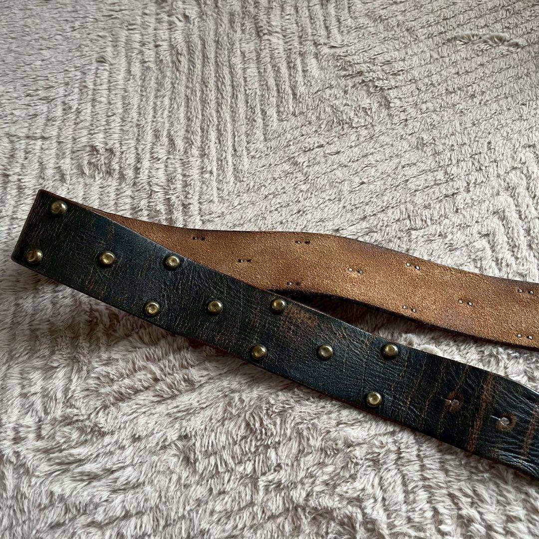 極美品 RRL ダブルアールエル ロゴバックル レザー ベルト メンズ