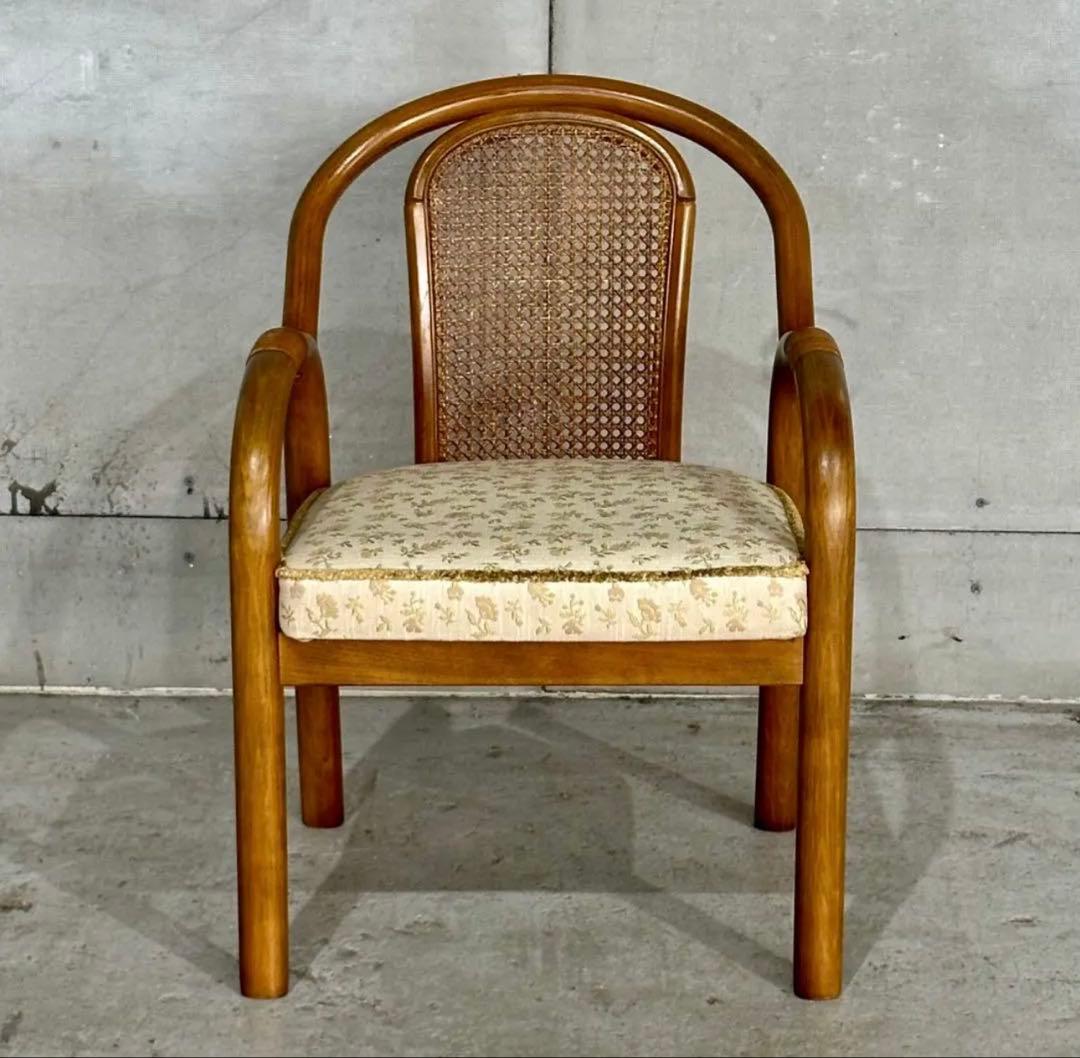 ✿昭和浪漫✿カリモク ラタンバック アームチェア パーソナルチェア 楽天市場】カリモク（素材（インテリア）籐）（ラウンジチェア