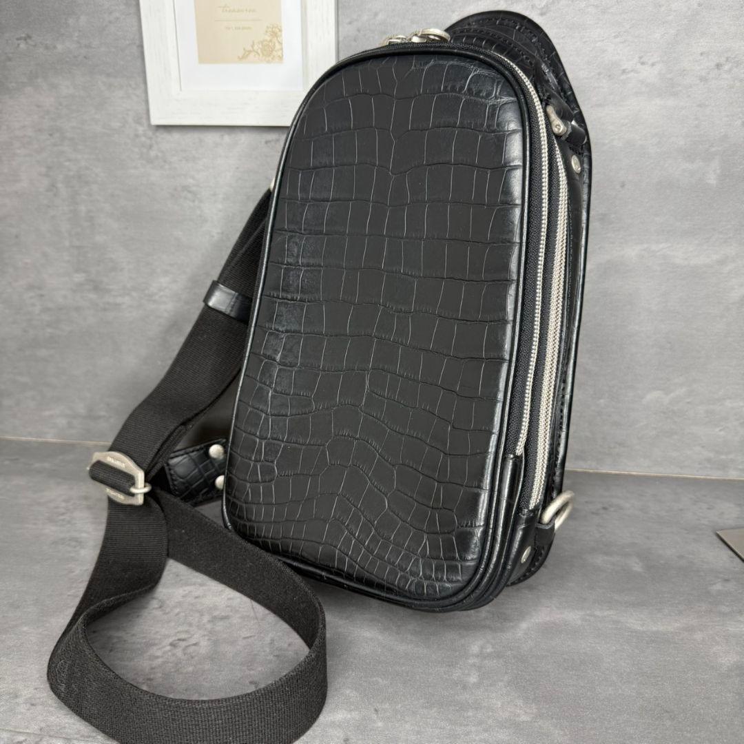 【激レア】エルゴポック クロコダイル型押し ボディバッグ クロスボディ 2層式 オンライン限定クロコダイル型押しモデル | HERGOPOCH｜エルゴポック