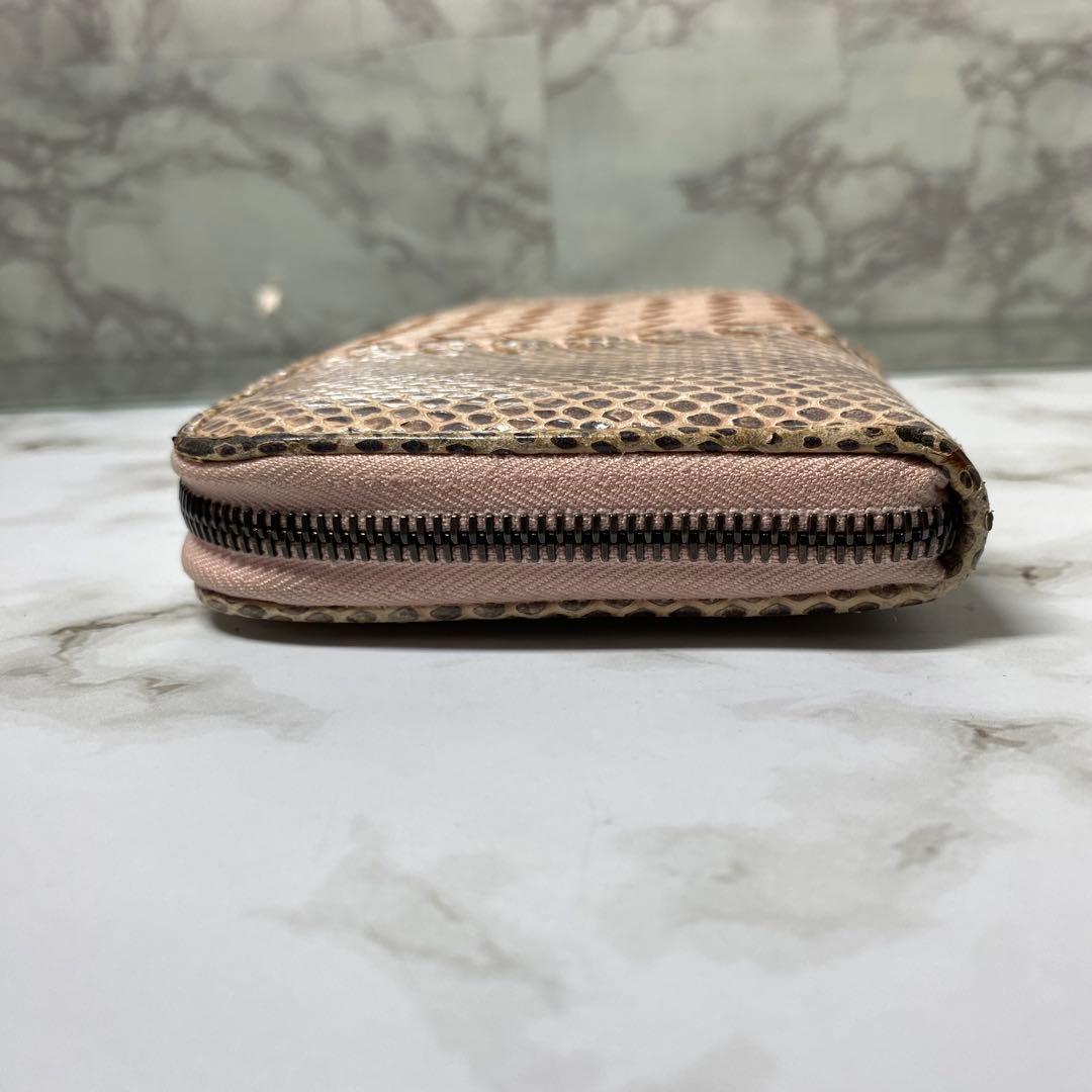 ボッテガヴェネタ イントレチャート パイソン ラウンドファスナー長 財布