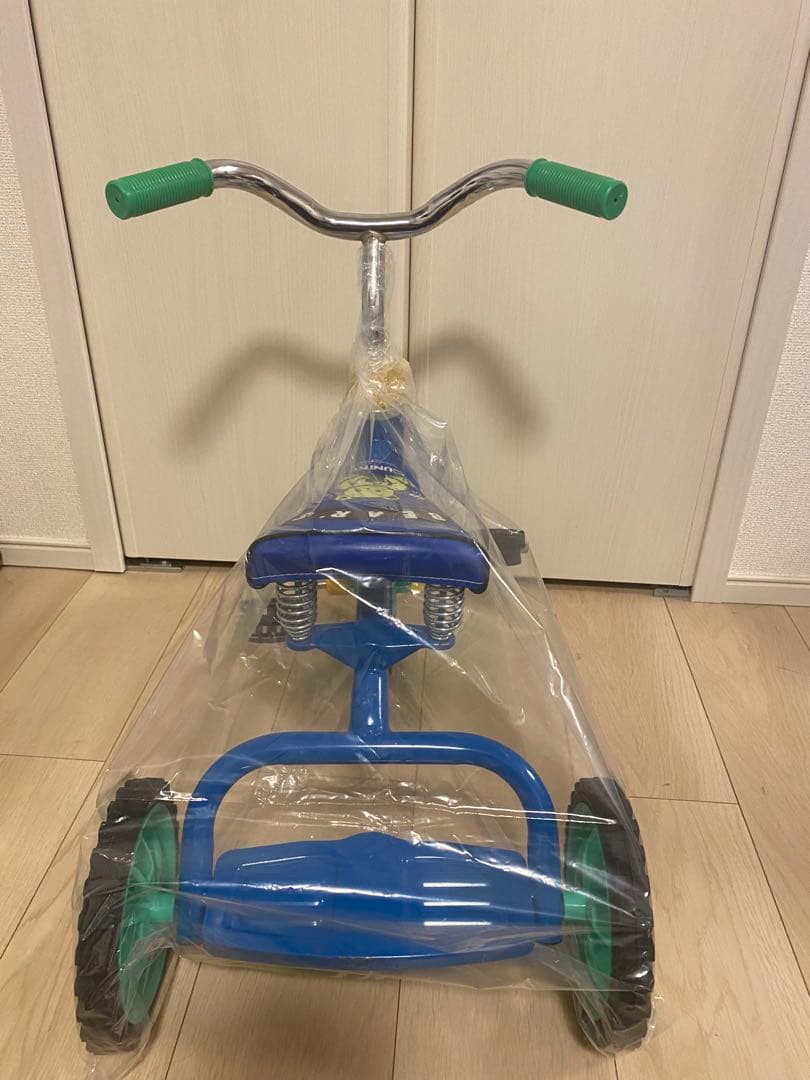 三輪車 ブルー　昭和レトロ　キッズサイクル　豆ダッシュ　トレーニング自転車
