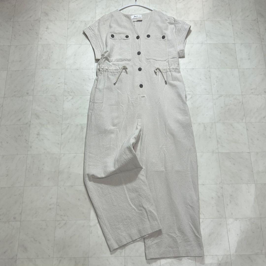 MACHATT オールインワン リネン コットン 半袖 ホワイト