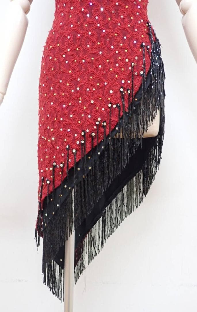 B1346【チャコット】えんじ/レース/スワロMIX/ラテンドレス☆社交