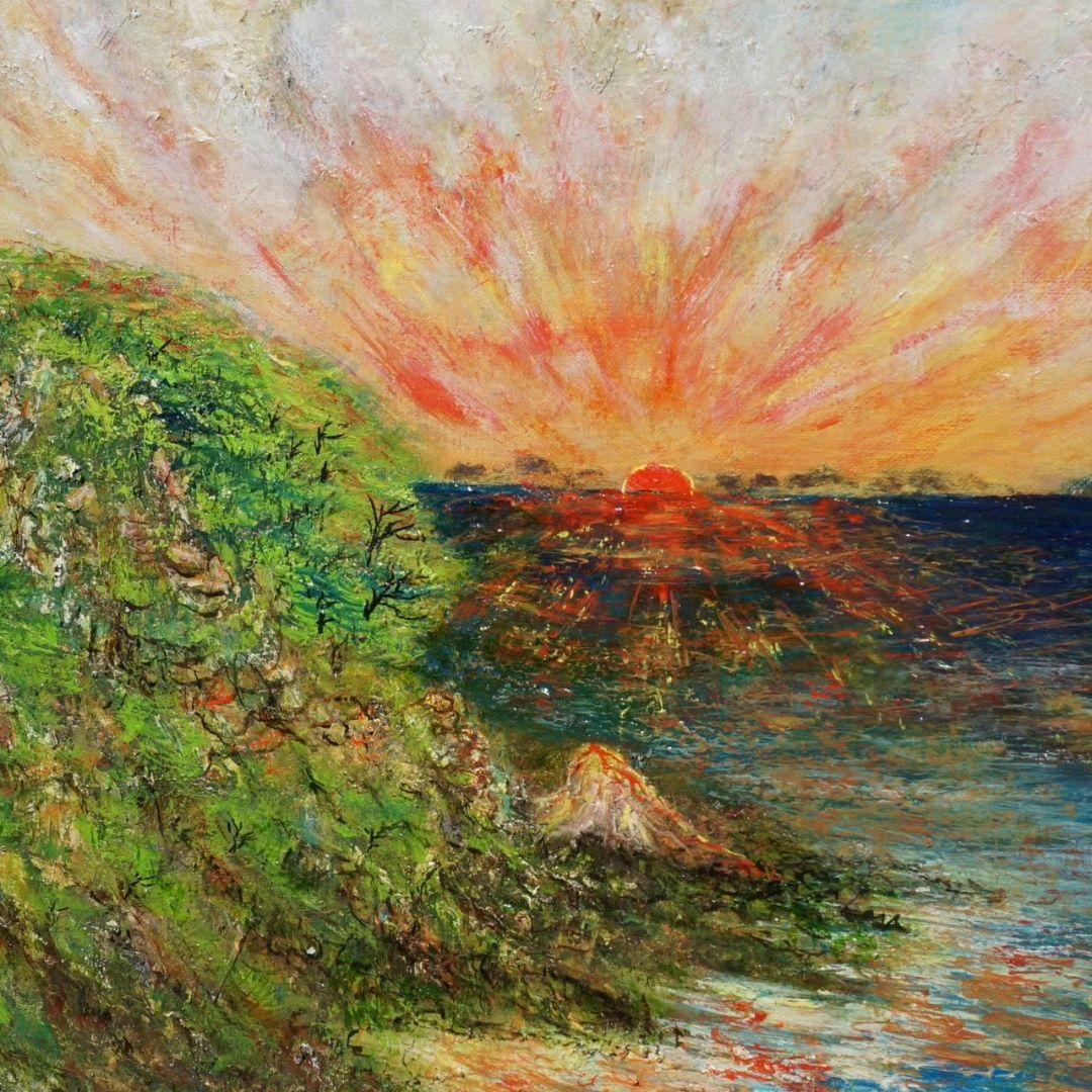 夕日」 大きな絵画 油絵 F80号 風景画 瀬戸内海 迫力 - メルカリ
