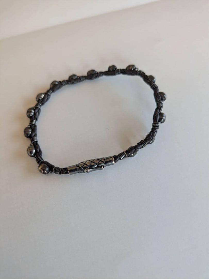 ボッテガヴェネタ シルバー925（Ag925） レザー編み込みブレスレット