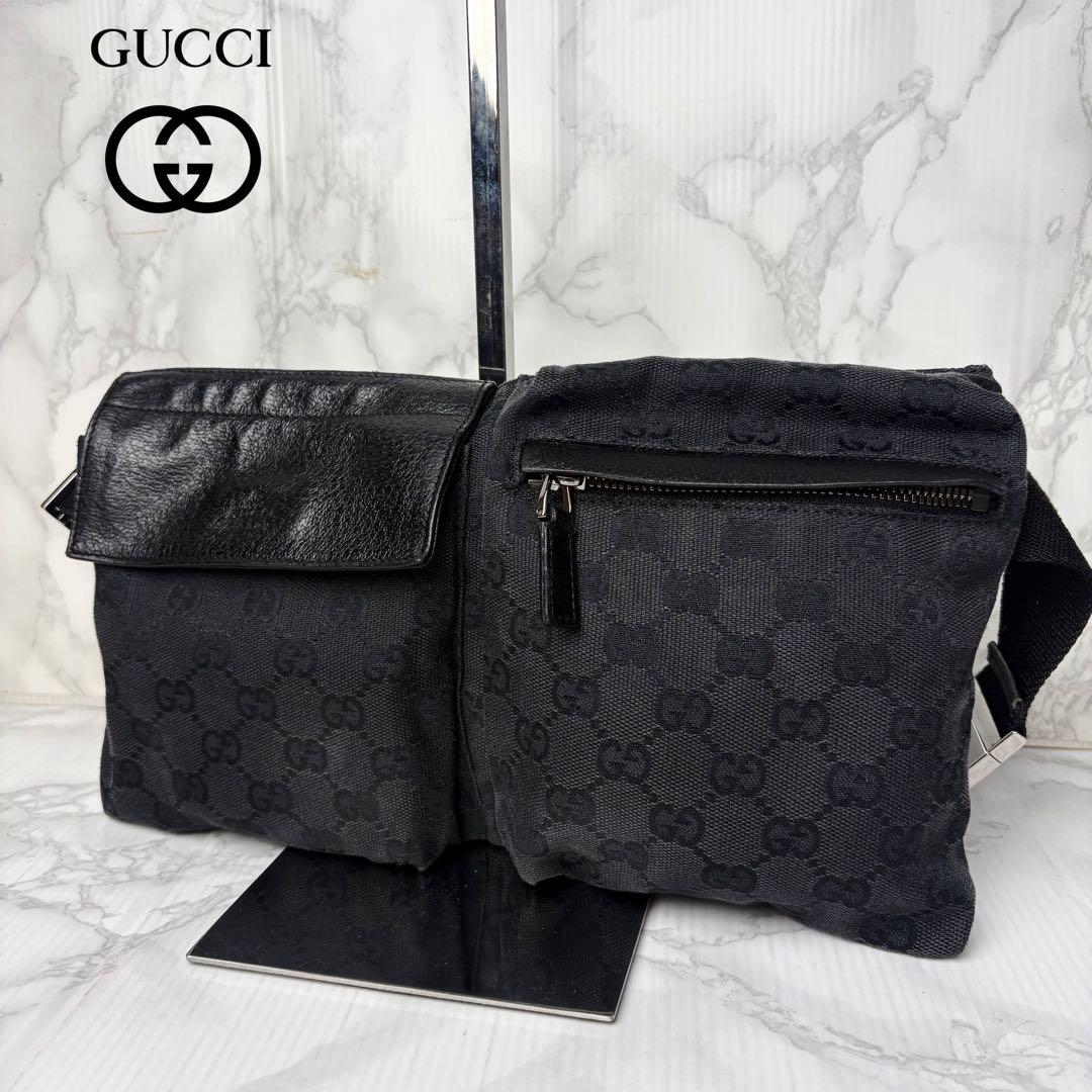 041 美品 ボディバッグ ウエストポーチ GGキャンバス xd6 美品 グッチ GGキャンバス 28566 レザー 2WAY ボディバッグ 斜め掛け